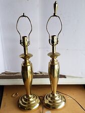 Pair Set Stiffel Brass Table Lamp MCM Art Deco 3 way Switch 29