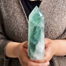 1.06LB natural fluorite quartz crystal obelisk wand point healing TQS9206 picture