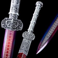 Chinese Han Dynasty Wushu Double Edged Han Jian Sword Manganese Steel Kung Fu Ji picture