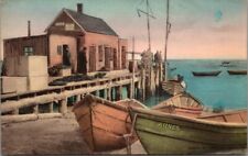 Fish Wharf Provincetown Cape Cod MA Hand Colored Albertype Vintage Postcard picture