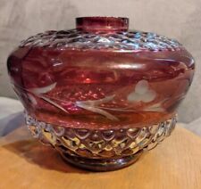 Vintage Bohemian Cranberry Glass With Etched Flowers Lamp Base picture