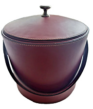 Vtg. Bombay Leather Ice Bucket or Bottle Chiller. Oxblood in color. Made n India picture