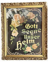 Antique German Christian Framed Picture God Bless Our Home picture