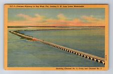 Key West FL-Florida, Aerial Oversea Highway, Antique, Vintage Postcard picture