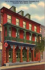 Postcard Dock Street Theatre Charleston South Carolina Linen Postmarked 1951 picture