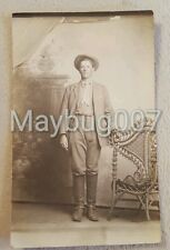 Vintage Antique Real Photo Postcard Cattle Herder Indian Territory 1882 History picture