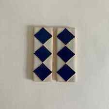 Pair of Handmade Ceramic Tiles – Blue White Natural Clay Color Accent Tile Art picture