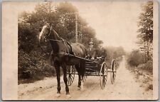Postcard Two Men Buggy Pulled by Horse. Great Photo RPPC 1904-1918 Real Photo Ek picture