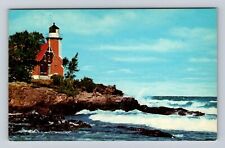 Eagle Harbor MI-Michigan, Light House, Lake Superior, Vintage Souvenir Postcard picture