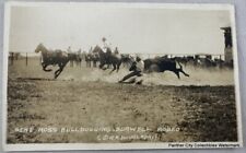 Postcard RPPC REAL PHOTO c1920s Gene Ross Bulldogging Burwell Rodeo Cowboy picture
