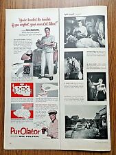 1953 Purolator Oil Filter Ad  New York Yankees Shortstop Sports Car Phil Rizzuto picture