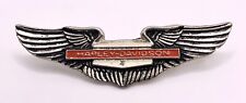 Vintage 1970s Harley Davidson Vest Lapel Hat Pin HD Wings Bar Shield Silver TONE picture