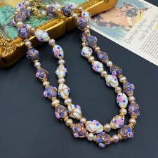 2024 Vintage Medieval Glass Printed Freshwater Pearl Art Neckchain Necklace picture