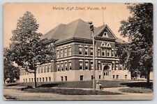 Warsaw Indiana~High School~Post Taller Than Little Boy on Corner~1909 Postcard picture