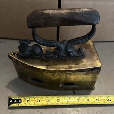 ANTIQUE JOF Brass Charcoal Iron with Chicken Shape Opener and Wood Handle picture
