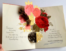 Vintage 1950s Pop Up Beautiful Roses Father's Day Card American Greetings  picture