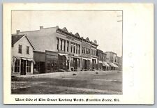 Franklin Grove IL-Illinois, West Side Elm Street Looking North, Vintage Postcard picture