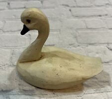 Vintage Handmade Wooden Painted Swan Creamy White 1980’s picture
