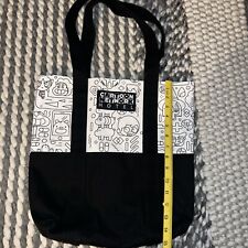 New Cartoon Network Hotel Inner Lined Cotton White Black Tote Bag picture