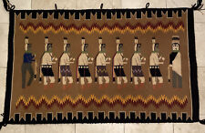 Navajo Native American 9 Figures Yei Handwoven Rug Southwest Indian Wool 48x29 picture