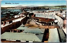 Gibraltar- The Market Bird's Eye View Store Buildings & Factories Postcard picture