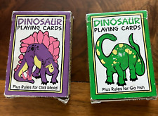 Prehistoric Dinosaur Playing Cards Lot of 2 Green & Purple Deck Go Fish Old Maid picture