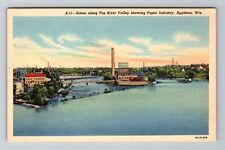 Appleton WI-Wisconsin, Fox River Valley, Paper Industry, Vintage Postcard picture