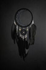 Handmade Large Total Black Dream Catcher with glass beads Boho style picture