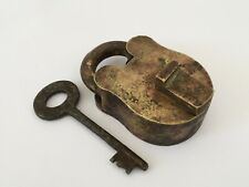 Lock Old Vintage Brass Padlock Lock With Key Rich Patina Collectible Rusty  picture