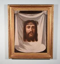 Antique Framed Oil on Canvas Painting of The Shroud Of Turin/Holy Shroud/Jesus picture
