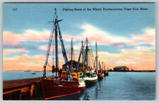 Fishing Boats at the Wharf Provincetown Cape Cod Mass Linen Postcard picture