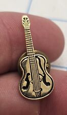 VTG Lapel Pinback Hat Pin Gold Tone Country Guitar Pin Music  picture