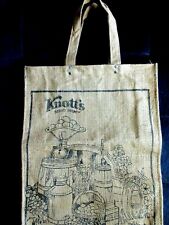 Vintage Knott's Berry Farm Retro Burlap Shopping Bag Wax Plastic Lined Unused picture