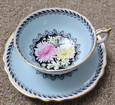 Paragon By Appointment Fine Bone Blue Multicolor Chrysanthemum Tea Cup & Saucer picture