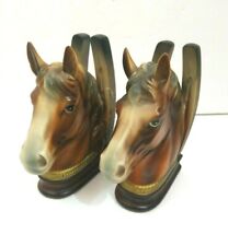 Vtg Horse Retro Head Bookends Hand Painted Made in Japan Ceramic picture