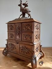 Fantastic Antique Black Forest wood carved Jewelry cabinet 1870 picture