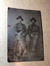Tintype Armed Cowboys or Outlaws Armed Gun & Hatchet Jim Younger Lookalike? picture