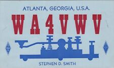amateur ham radio QSL postcard WA4VWV Stephen D Smith 1960s Atlanta Georgia picture