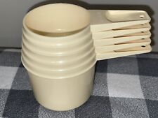 5 Vintage Tupperware Measuring Cups Set  Almond Cream White Stackable picture