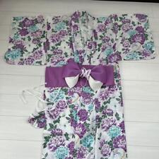Grail Kimono Yukata Obi Set flower pattern Summer Clothes Purple Japan picture