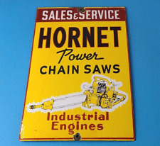 Vintage Hornet Chainsaw Sign - Porcelain Store Display Advertising Gas Sign picture