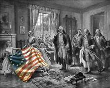 PRESIDENT GENERAL GEORGE WASHINGTON BETSY ROSS AMERICAN FLAG 8X11 PHOTO PICTURE picture