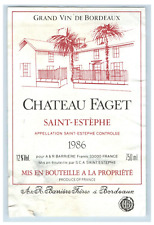 1970's-80's Chateau Faget Saint-Estephe French Wine Label Original S50E picture