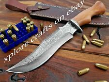 Damascus Steel Handmade Hand Forged Olive Wood handle Bowie Knife,with sheath  picture