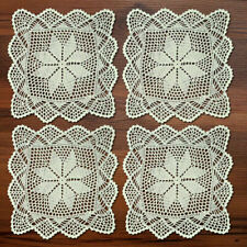 4Pcs/Lot Hand Crochet Doilies Vintage Cotton Lace Doily Square Table Mats 12inch picture