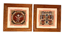 2 Vtg Native American Navajo Authentic Sand Paintings Indian Art Nice Decor Gift picture