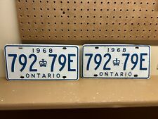 Vintage 1968 Ontario License Plate Pair picture