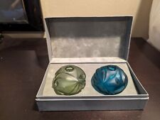 2-Lalique Soliflore B Palm Antinea Vases Signed and with Box picture