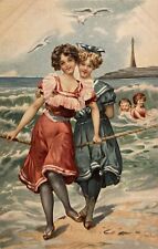 Vintage 1890s to early 1900s bathing beauty postcards. picture
