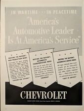 1942 Chevrolet Print Ad, Wartime Or Peacetime America's Service Leader picture